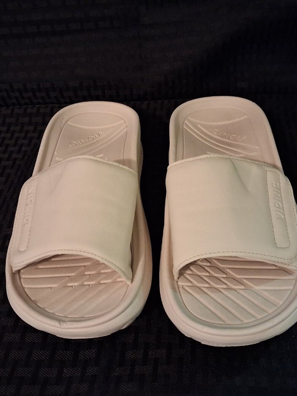 Vionic Rejuvenate Cream Platform Adjustable Comfort Slide Sandals Size 6